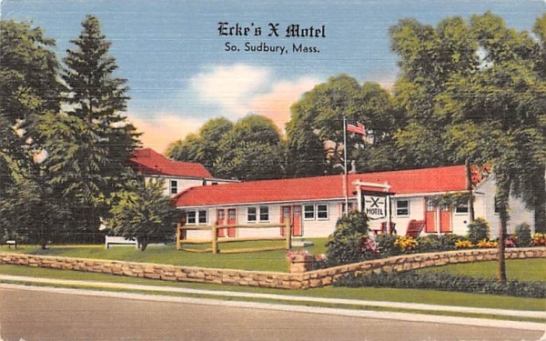 Erke's X Motel South Sudbury, Massachusetts Postcard