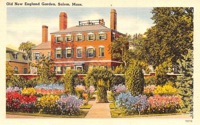 Old New England Garden Salem, Massachusetts Postcard