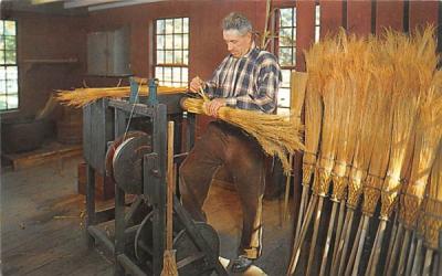 The broommaker at work Sturbridge, Massachusetts Postcard