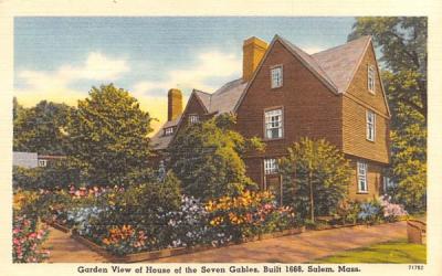 Garden View of House of the Seven Gables Salem, Massachusetts Postcard