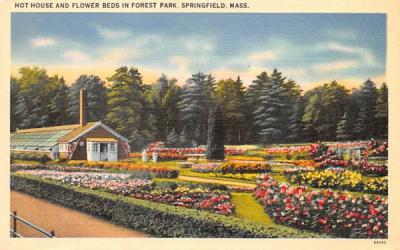 Hot House & Flower Beds in Forest Park Springfield, Massachusetts Postcard