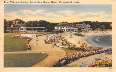Rest Wall & Bathing Beach Swampscott, Massachusetts Postcard