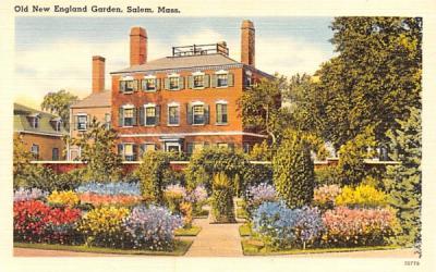 Old New England Gardens Salem, Massachusetts Postcard