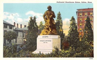 Nathaniel Hawthorne Statue Salem, Massachusetts Postcard