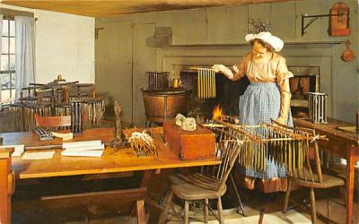 Candle making in the Fitch House Sturbridge, Massachusetts Postcard