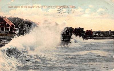 Surf Storm on the Boulevard Swampscott, Massachusetts Postcard