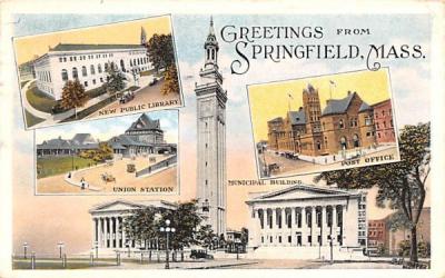 Greetings from Springfield, Mass. Massachusetts Postcard
