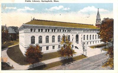 Public Library Springfield, Massachusetts Postcard