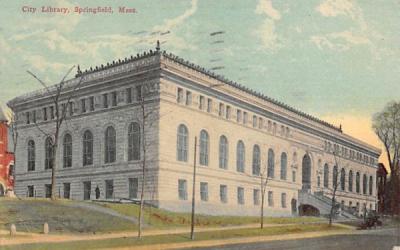 City Library Springfield, Massachusetts Postcard