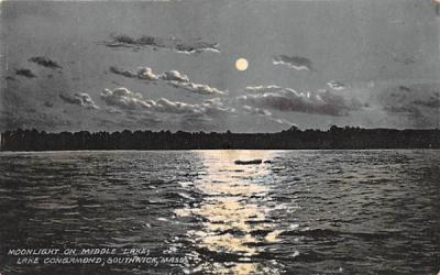 Moonlight on Middle Lake Southwick, Massachusetts Postcard