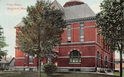 Town Hall Stoughton, Massachusetts Postcard