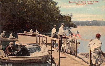 Boating on Glen Echo Lake Stoughton, Massachusetts Postcard