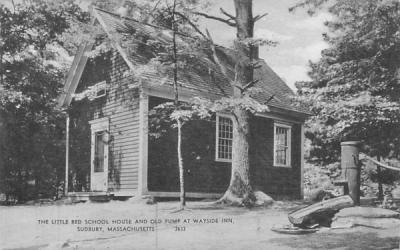 The Little Red School House & Old Pump  Sudbury, Massachusetts Postcard