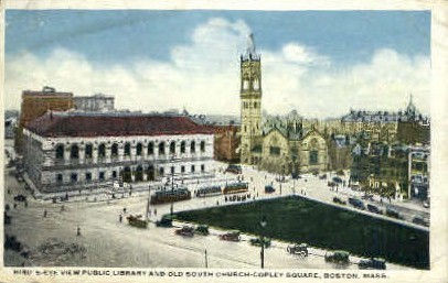 Public Library & Old South Church - Boston, Massachusetts MA Postcard