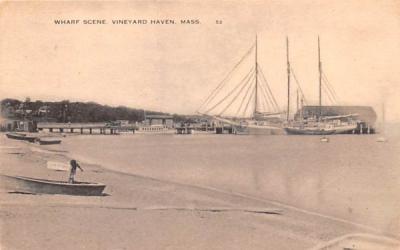 Wharf Scene Vineyard Haven, Massachusetts Postcard