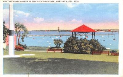 Vineyard Haven Harbor as seen from Owen Park Massachusetts Postcard