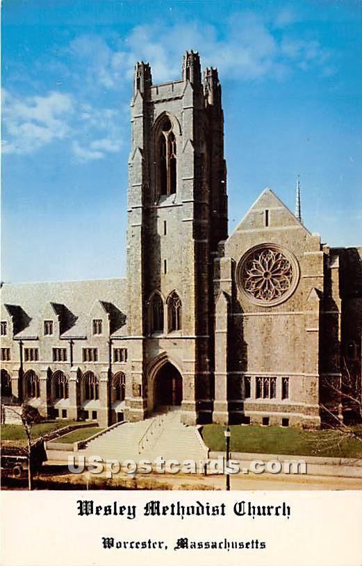Wesley Methodist Church - Worcester, Massachusetts MA Postcard