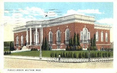 Public Library - Waltham, Massachusetts MA Postcard