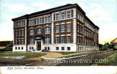 High School - Worcester, Massachusetts MA Postcard
