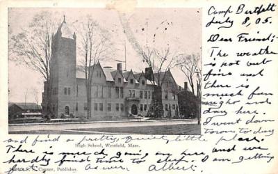 High School Westfield, Massachusetts Postcard