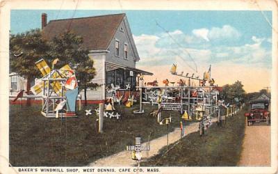 Baker's Windmill Shop West Dennis, Massachusetts Postcard