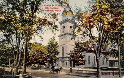 First Parish in Waltham Massachusetts Postcard