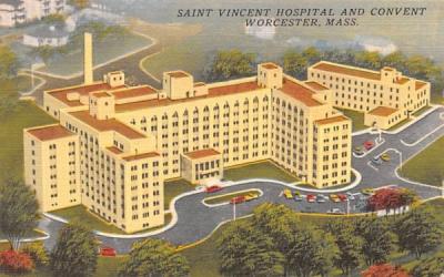 Saint Vincent Hospital & Convent Worcester, Massachusetts Postcard