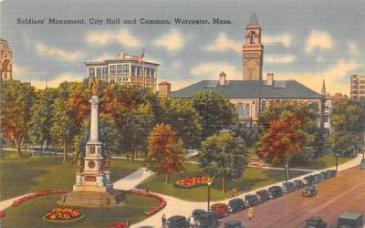 Soldiers' Monument Worcester, Massachusetts Postcard