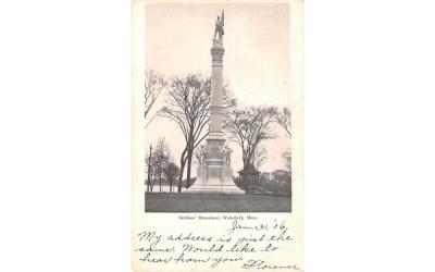 Soldiers' Monument Wakefield, Massachusetts Postcard