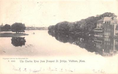 The Charles River from Prospect St. Bridge Waltham, Massachusetts Postcard