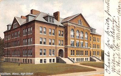 High School Waltham, Massachusetts Postcard