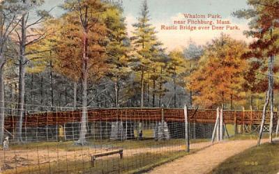 Rustic Bridge over Deer Park Whalom Park, Massachusetts Postcard