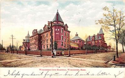 Worcester City Hospital Massachusetts Postcard