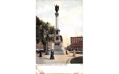 Soldiers Monument Worcester, Massachusetts Postcard