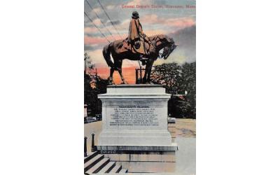 General Deven's Statue Worcester, Massachusetts Postcard