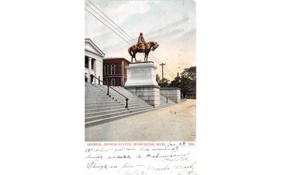 General Deven's Statue Worcester, Massachusetts Postcard