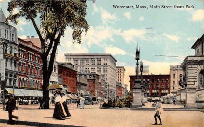 Main Street  Worcester, Massachusetts Postcard