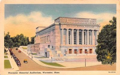 Worcester Memorial Auditorium Massachusetts Postcard