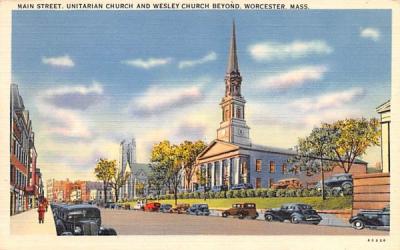 Main Street  Worcester, Massachusetts Postcard