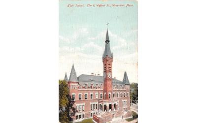 High School Worcester, Massachusetts Postcard