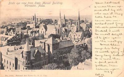 Birds Eye View from State Mutual Building Worcester, Massachusetts Postcard