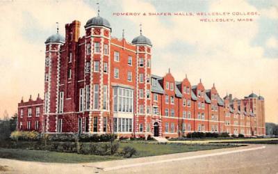 Pomeroy & Shafer Halls Wellesley, Massachusetts Postcard