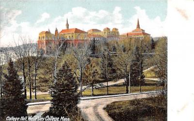 College Hall Wellesley, Massachusetts Postcard
