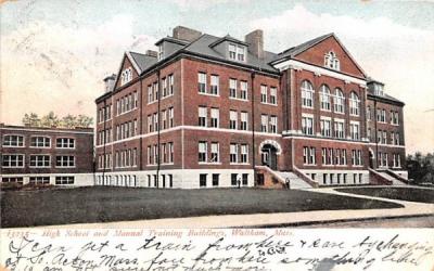 High School & Manual Training Building Waltham, Massachusetts Postcard