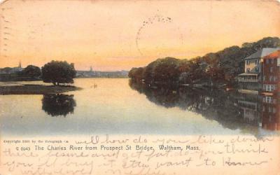 The Charles River Waltham, Massachusetts Postcard