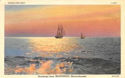 Ocean Twilight Winthrop, Massachusetts Postcard