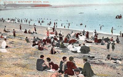 Bathers at Wintrhop Beach Winthrop, Massachusetts Postcard