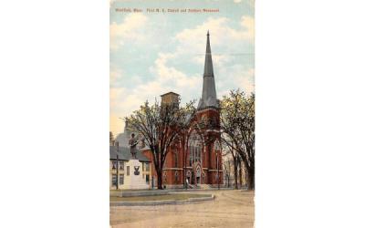 First M.E. Church & Soldiers Monument Westfield, Massachusetts Postcard