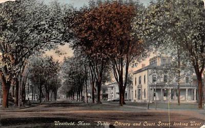Public Library & Court Street Westfield, Massachusetts Postcard