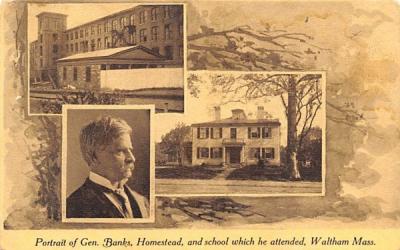 Portrait of Gen. Banks Homestead Waltham, Massachusetts Postcard